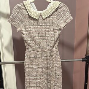 Miami Tweed Mini Dress with Pearl Collar
